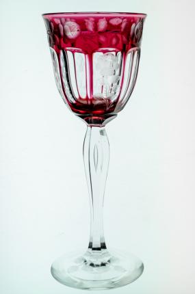 Steuben Cranberry Cut To Clear Engraved Rhine Wine SOLD